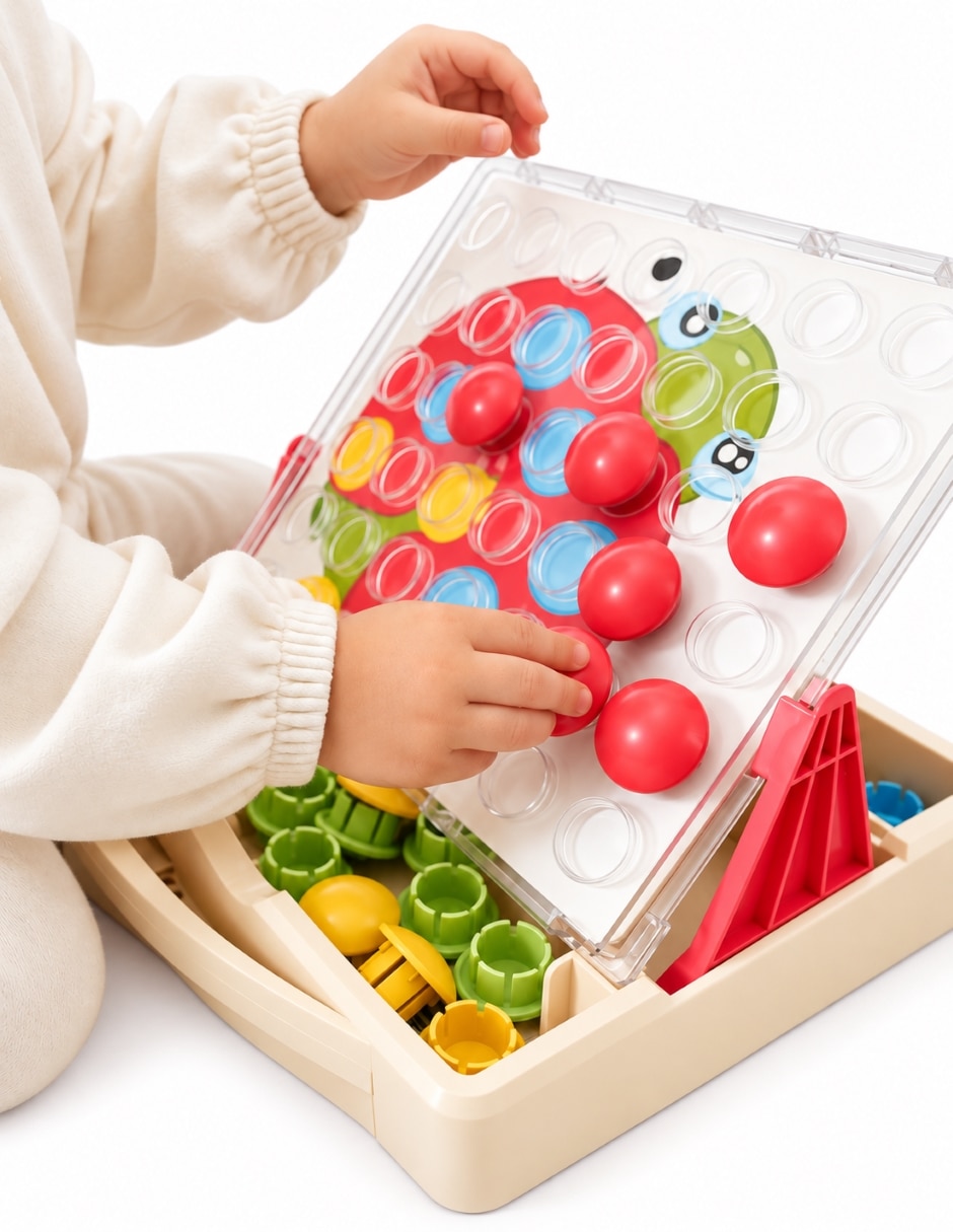 Juguete Educativo Fantacolor Junior Eco de Mosaicos con Botones Grandes Multicolor Quercetti PlayEco+ juego Didáctico para Infantil 2