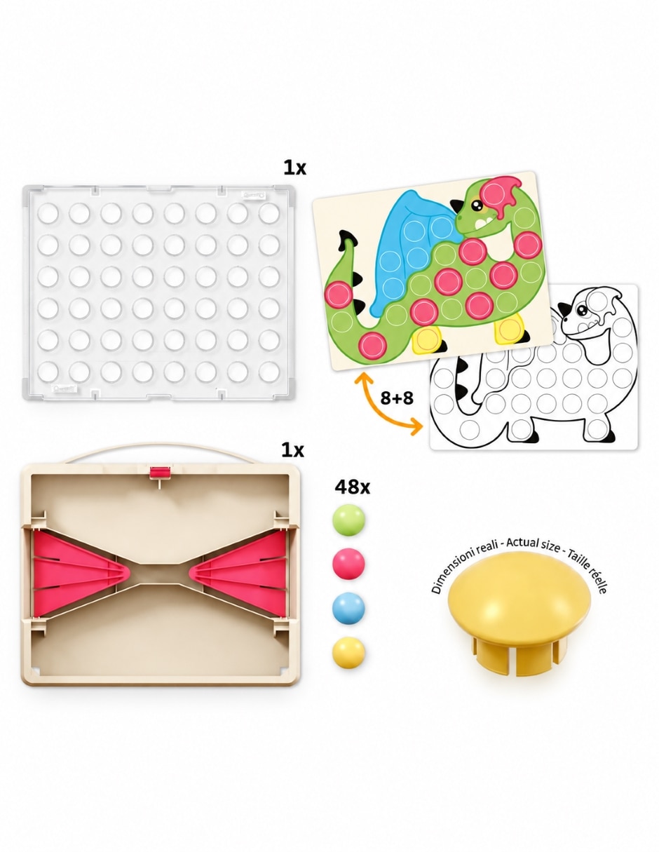 Juguete Educativo Fantacolor Junior Eco de Mosaicos con Botones Grandes Multicolor Quercetti PlayEco+ juego Didáctico para Infantil 9