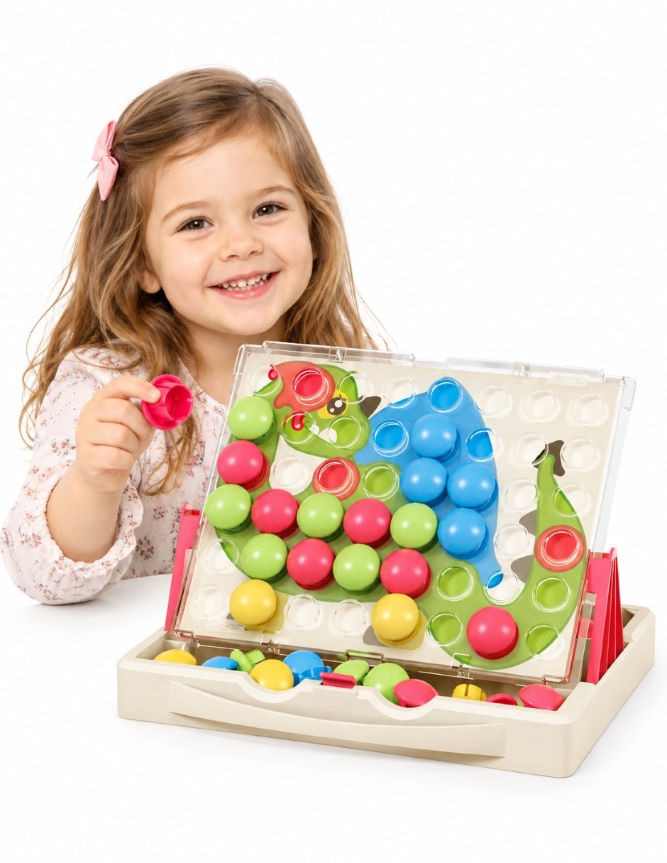Juguete Educativo Fantacolor Junior Eco de Mosaicos con Botones Grandes Multicolor Quercetti PlayEco+ juego Didáctico para Infantil 3