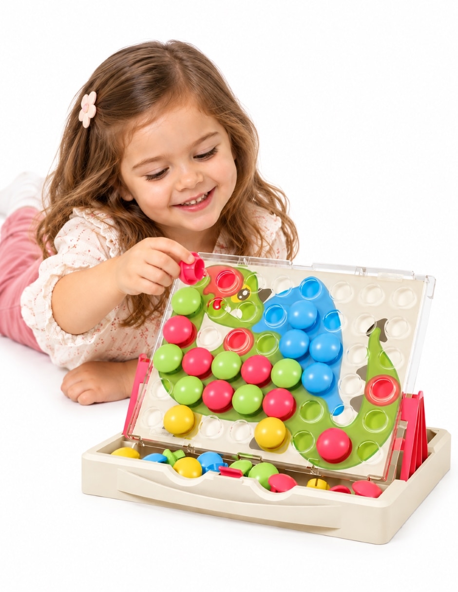 Juguete Educativo Fantacolor Junior Eco de Mosaicos con Botones Grandes Multicolor Quercetti PlayEco+ juego Didáctico para Infantil 4