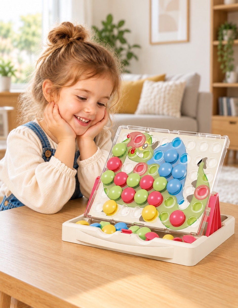 Juguete Educativo Fantacolor Junior Eco de Mosaicos con Botones Grandes Multicolor Quercetti PlayEco+ juego Didáctico para Infantil 7