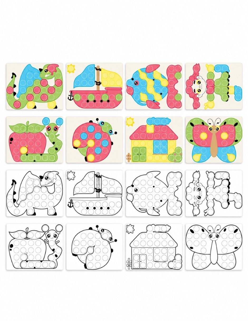 Juguete Educativo Fantacolor Junior Eco de Mosaicos con Botones Grandes Multicolor Quercetti PlayEco+ juego Didáctico para Infantil 8
