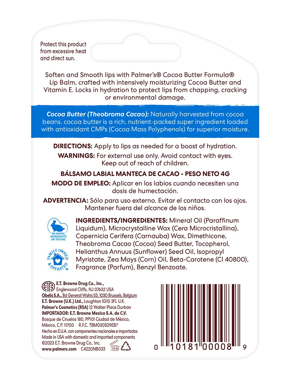 Bálsamo Palmer's aroma cacao de 4 g